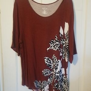 Apt. 9 Women's Brown Top with Floral Design